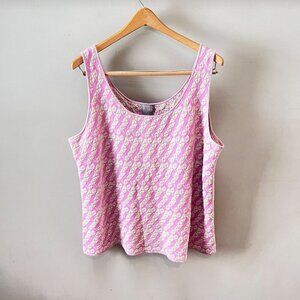 Sigrid Olsen Womens Silk Blend Pink & Gold Textured‎ Scoop Neck Tank Top 1X